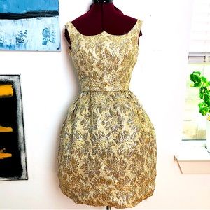 1950s silver and gold cocktail dress